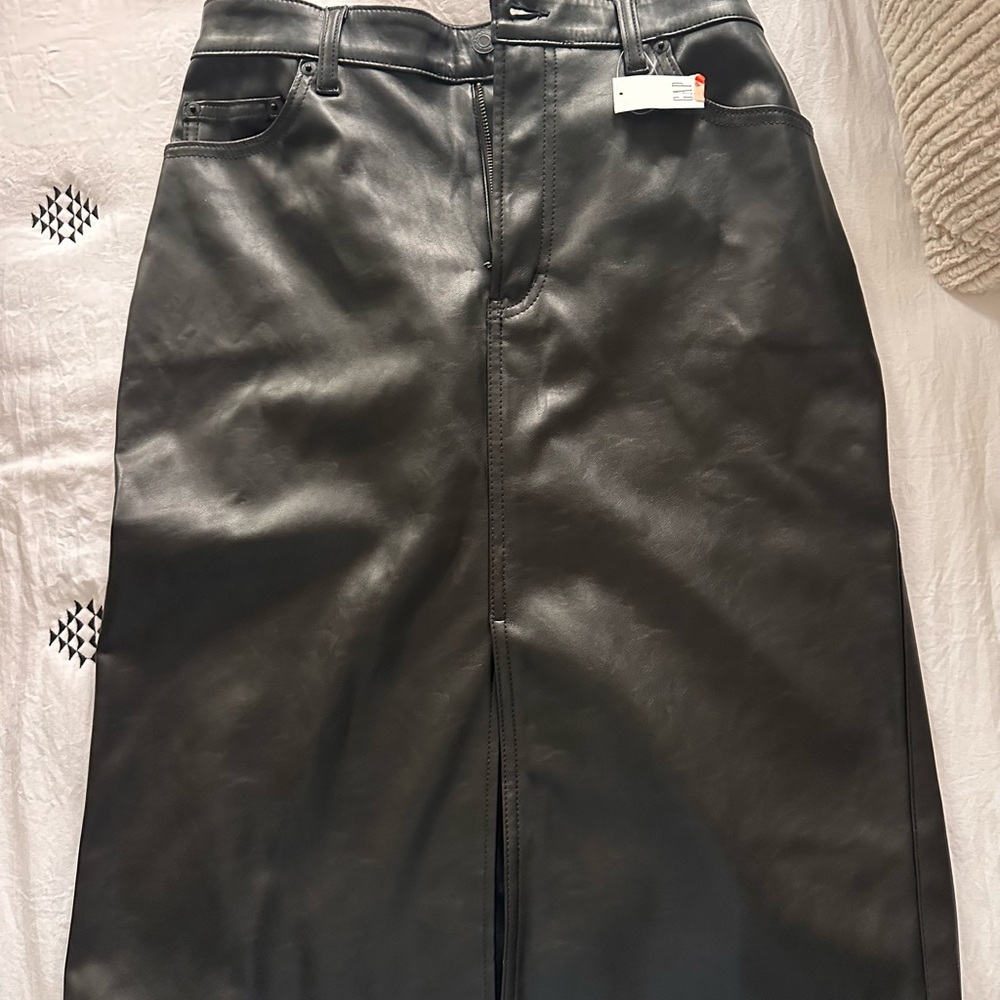 GAP Factory Black Midi Faux Leather Skirt